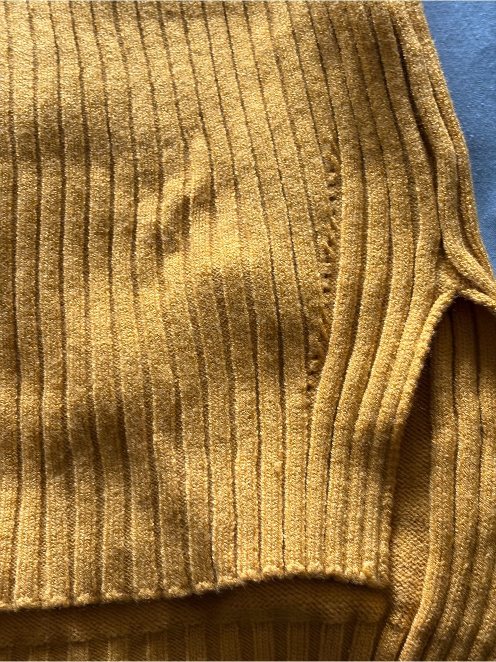 MARINA Mustard Yellow Ribbed Mock Neck Sweater - Picture 3 of 3